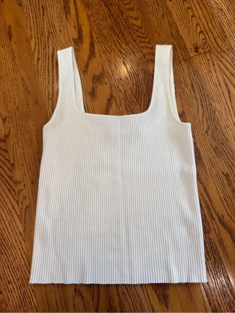 Vince Ivory Ribbed Square Neck Tank Top Size Medium
